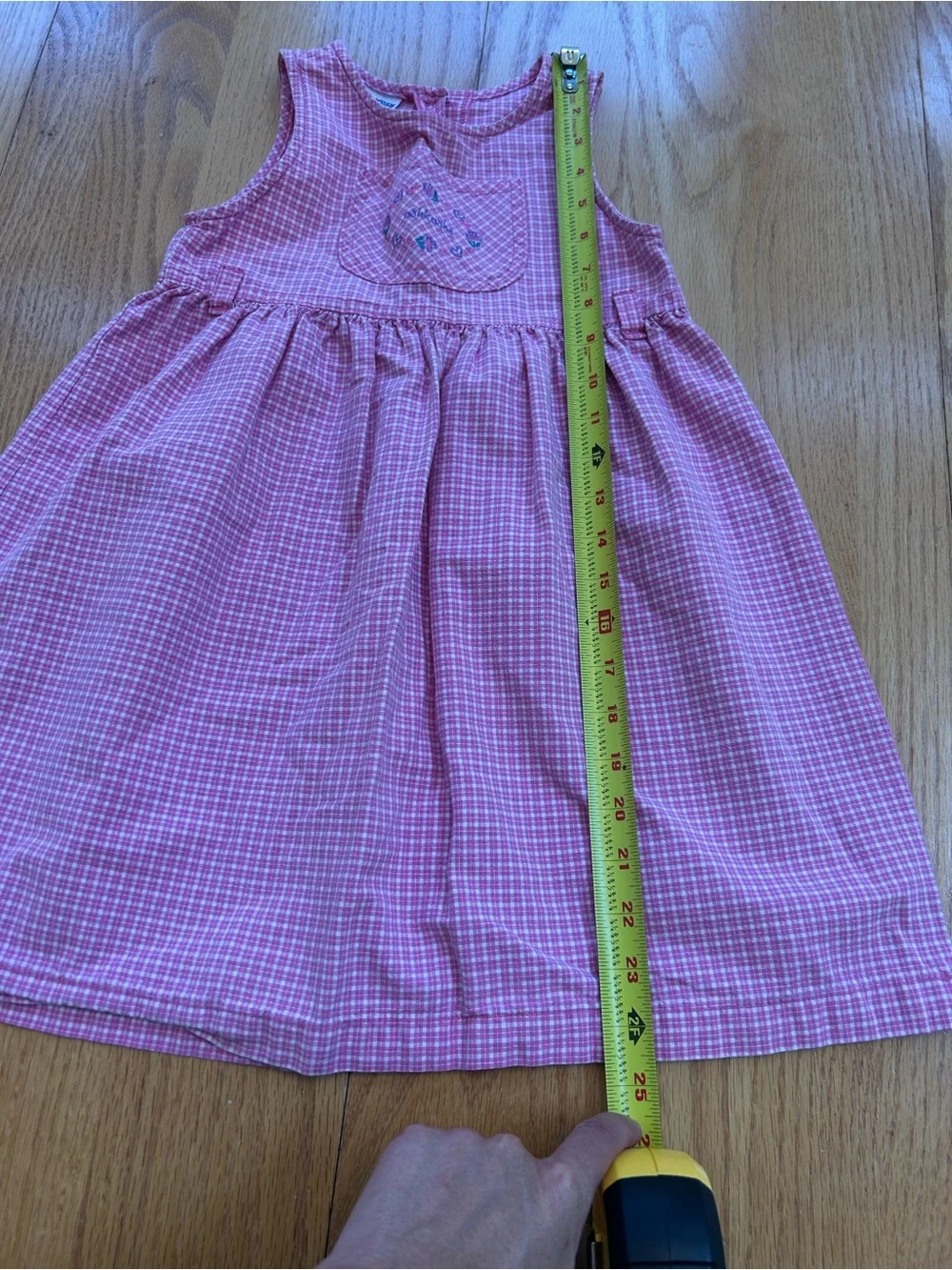 Vintage OshKosh B'gosh Pink Checkered Pinafore Dress Size 6 USA Cotton